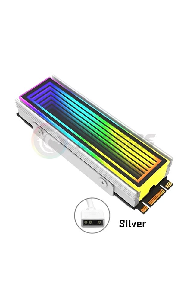 مبرد M2 NVMe فضي بتصميم مرآة لا نهائية ARGB، مشتت حراري لـ M.2 SSD، متوافق مع Mobo 5V RGB SYNC، أسود/فضي