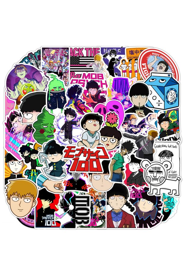 Bandai 50PCS 10/30/50pcs Mob Psycho 100 Anime Stickers Anime Mobu Saiko Hyaku Decals Waterproof DIY