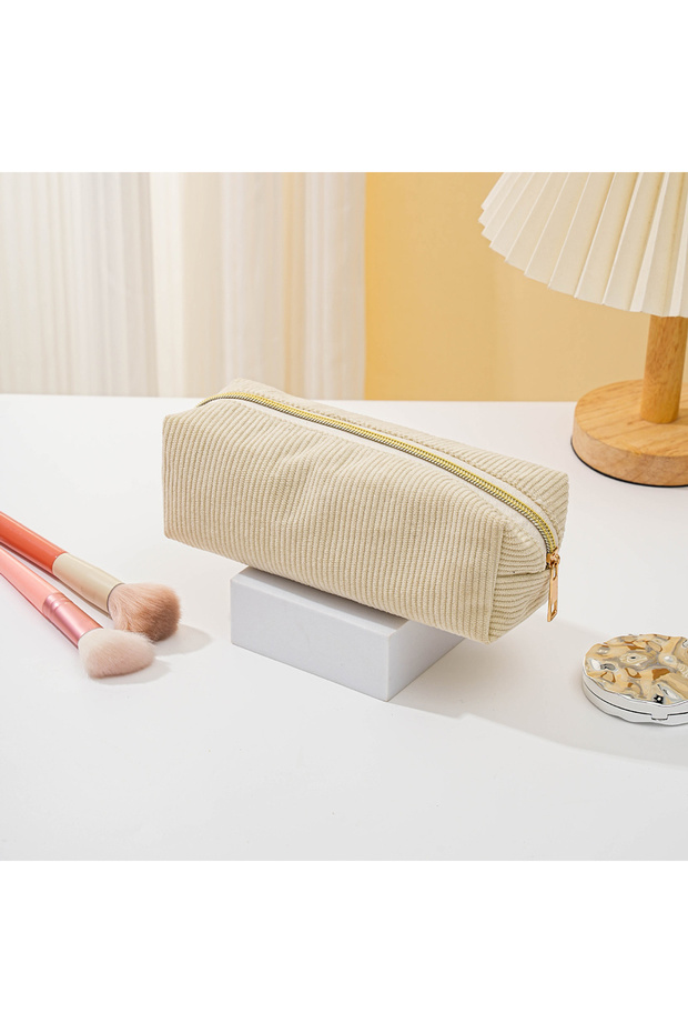 Beige 1pc Pencil Case Solid Color Pencil Case school supplies Large Capacity Pencil Case Stationery