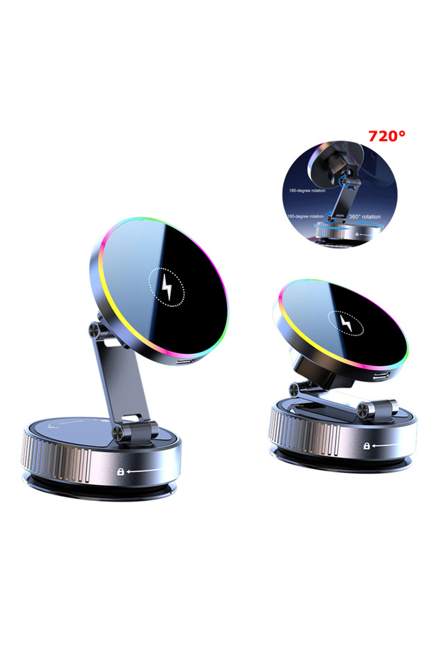 kebidumei K5 15W Vacuum Suction Cooling Magnetic Wireless Charger Car Phone Holder Mount 360 Rotatab