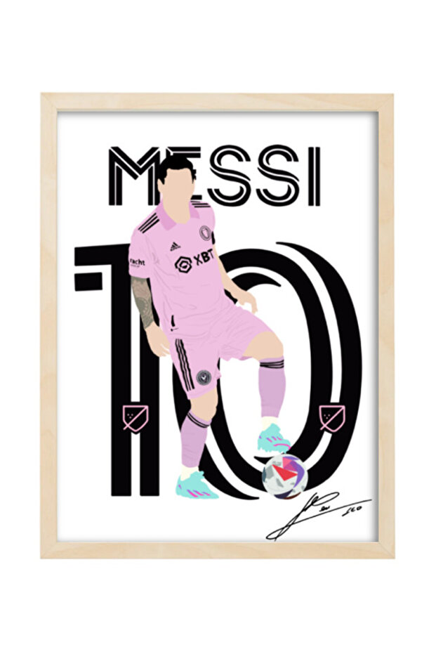Lionel Messi Inter Miami Digital Painting Art Autographed Poster with Frame 30x40cm