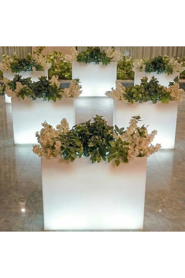 طقم حوض زرع مودرن طولي مرتفع 6 قطع LED