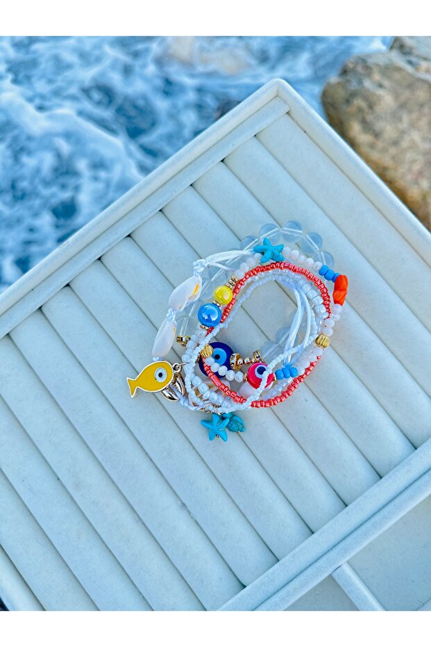 Multi-Elastic Beaded Bracelet - 1