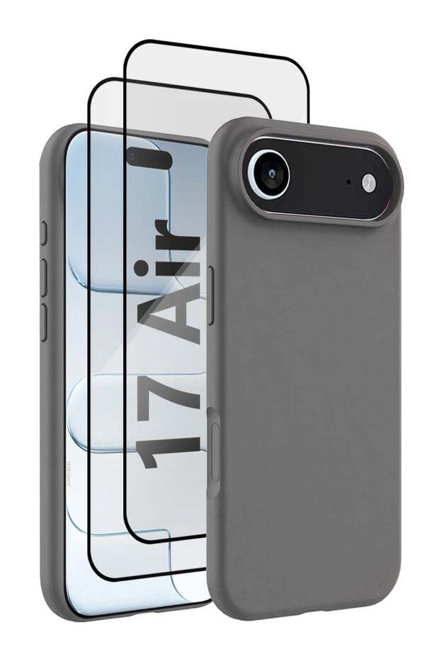 3Packs Liquid Silicone Protective Phone Case for iPhone 17 Air - Dark Grey-3