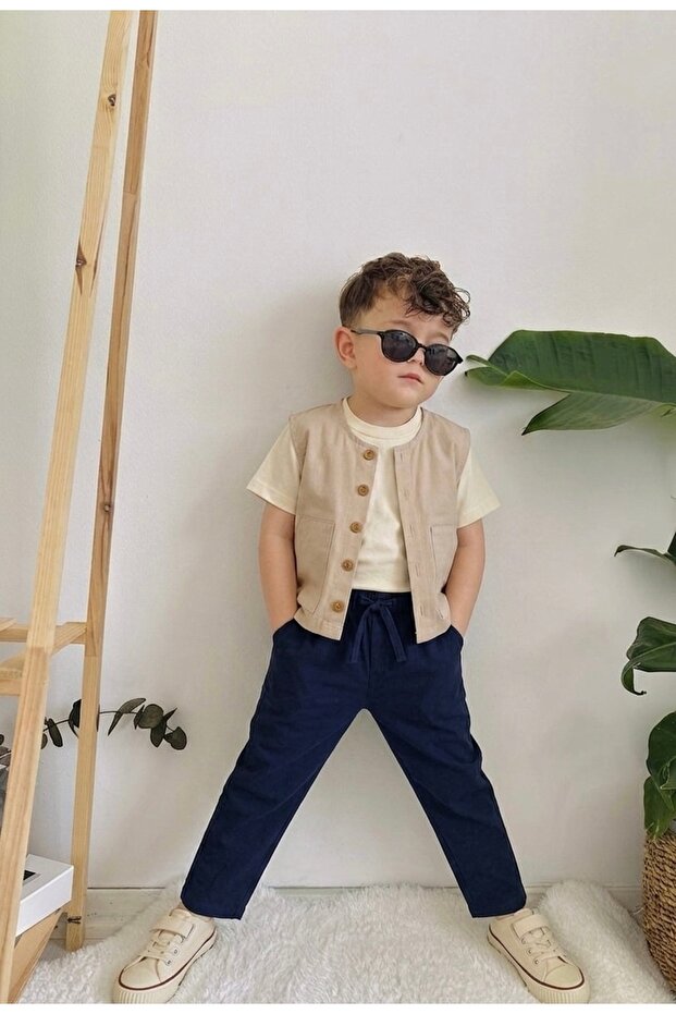 Boy's 3-Piece Summer Set with Festive Vest