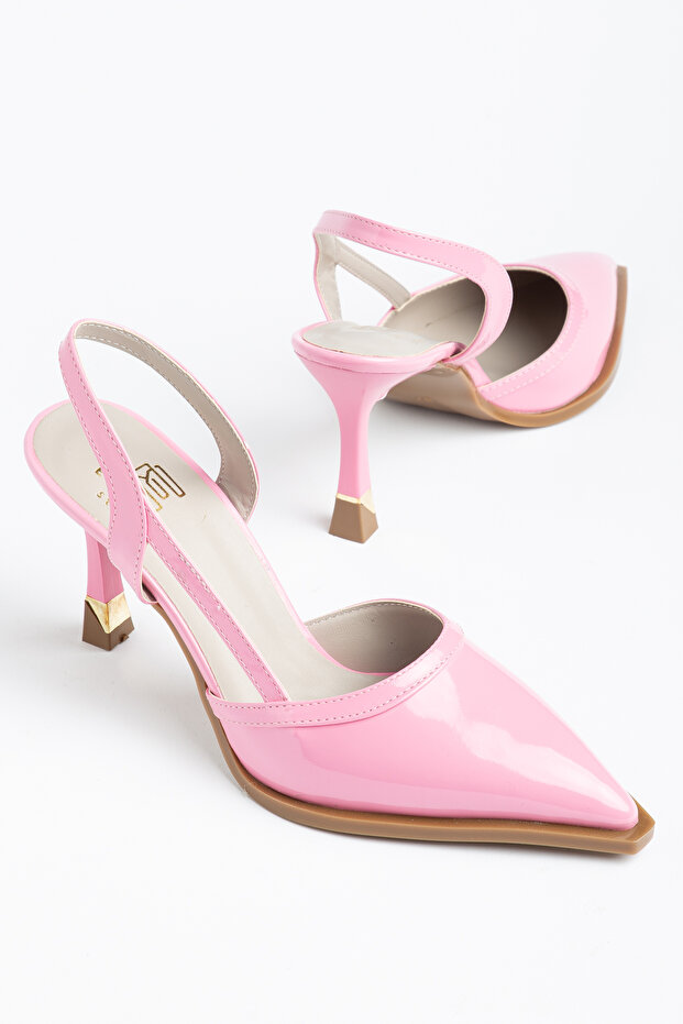 Nera Women's Pink Pointed Stylish Heeled Shoes