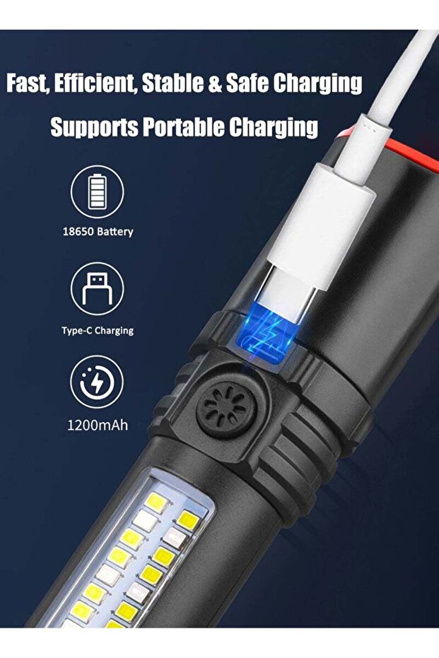 Rechargeable Flashlight Handheld Flashlights 2 in 1 Rechargeable Flashlight with Plastic Hook - 7