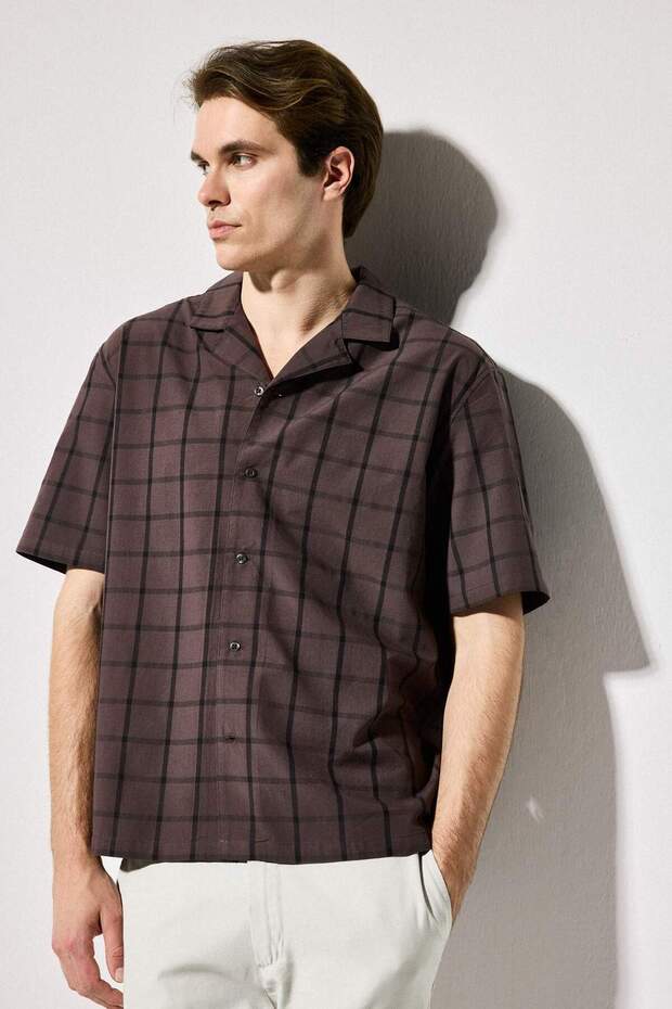 100% Cotton Relax Fit Brown Shirt G3205Ax26Sm