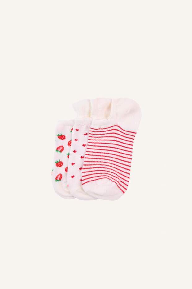 Women's Printed 3-Piece Cotton Sneaker Socks I0789Axns
