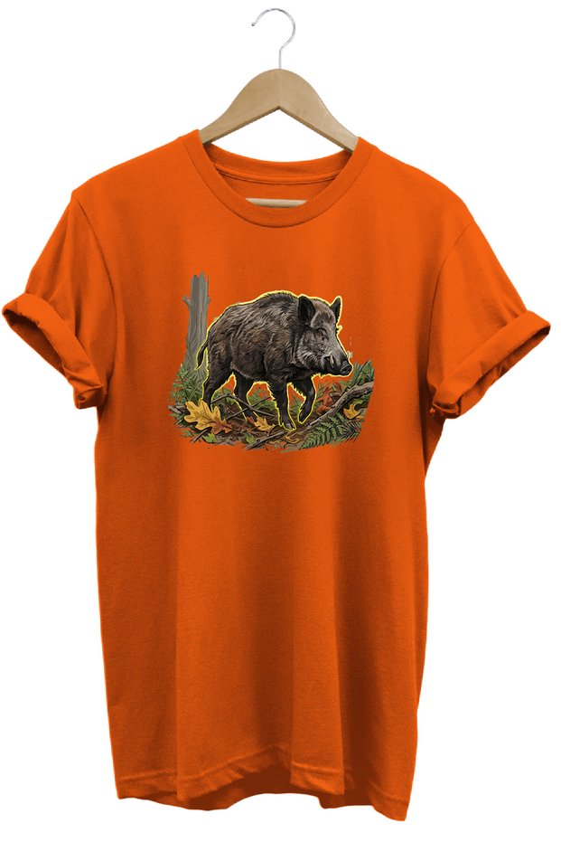Wild Boar Printed Land and Nature T-Shirt Outdoor Camping Wear