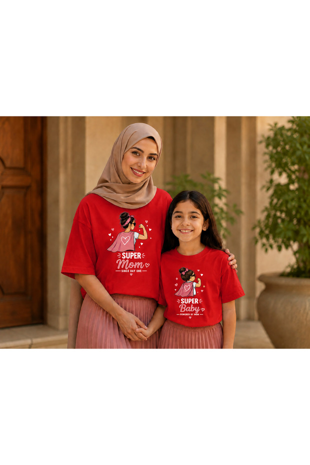 Mother Child Oversize T-Shirt Combination Twin T-Shirt 100% Cotton Comfortable Fit (Sold as a Single Item)