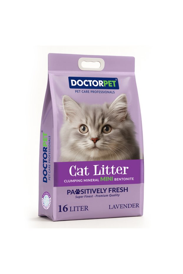 Lavender Scented Clumping Mineral Mini Bentonite Cat Litter 16L - Strong Instant Clumping, Ultra Absorbent, Dust Free, Pet-Safe
