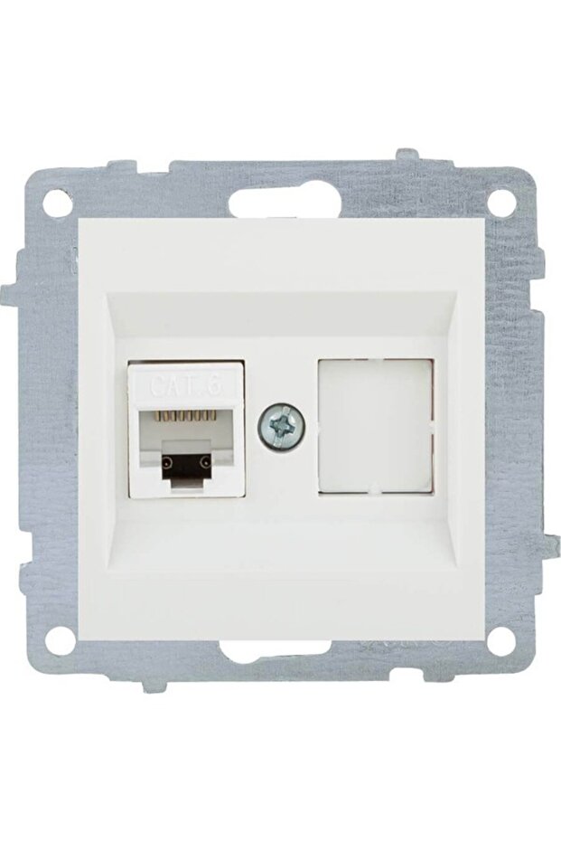 مقبس جرانو داتا (1*RJ45 Cat 6) أبيض (مع إطار)