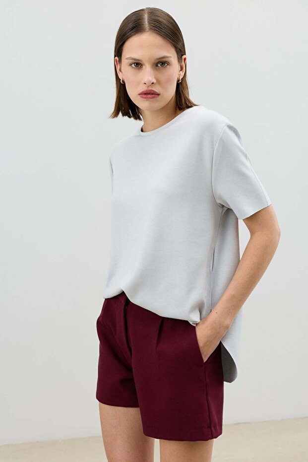 Light Gray Draped Women's T-Shirt