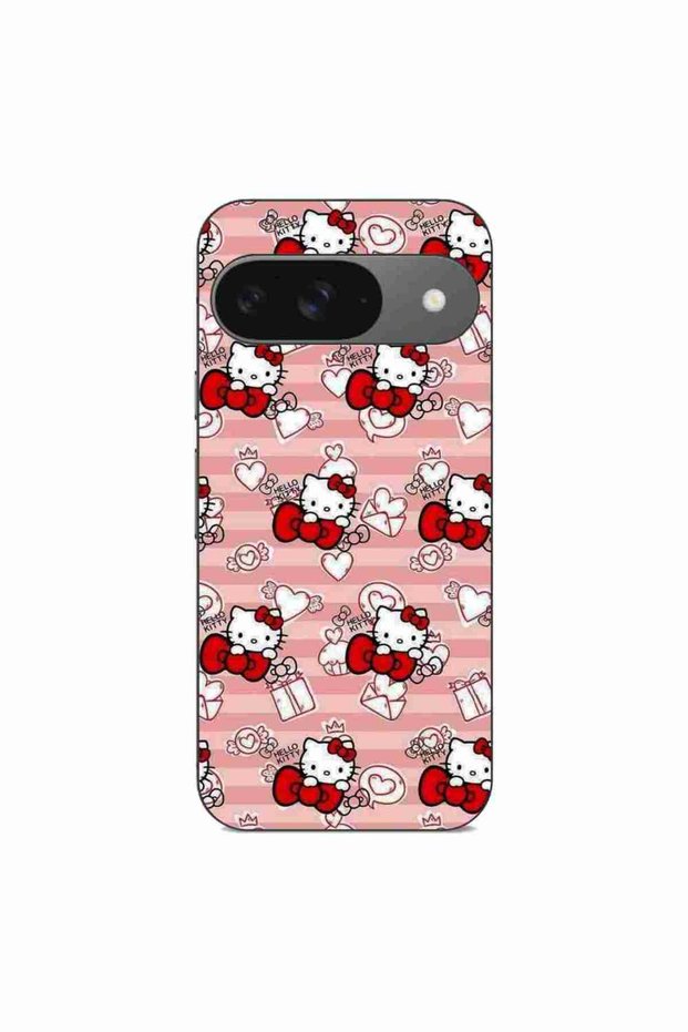 Case compatible with Google Pixel 9 Pro Silicone Gel Tpu Hello Kitty Pink Pattern