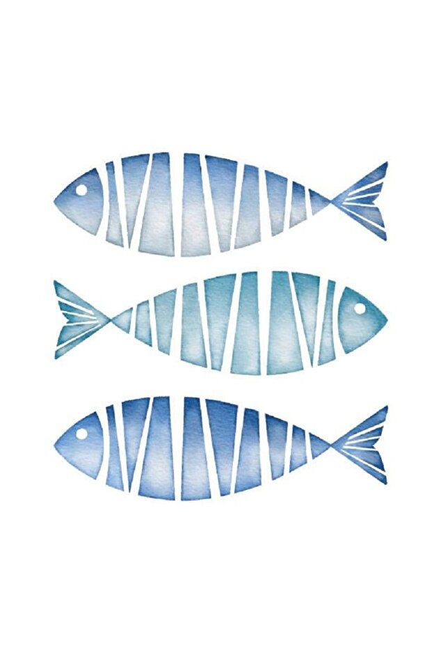 Makiteks 41X41 cm Blue Fish Patterned Throw Pillow Cover - Modern Nautical Themed Living Room Summer Decorative