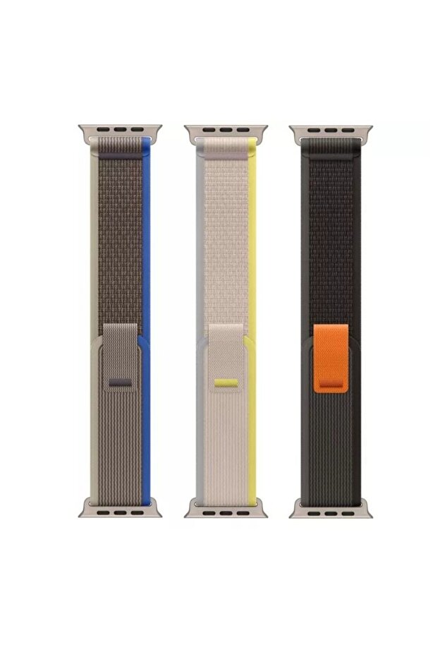 3 in a Bundle - Trail Loop Watch Band Strap for Apple Watch Ultra 49mm/45mm/44mm/42mm Yellow/Beige Blue/Gray Black/Gray