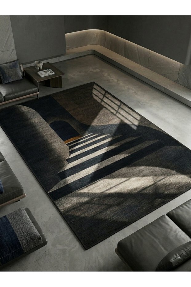 Sdt Minimalist Artistic Canyon Effect Coffee Tone Modern Woven Base Decorative Carpet Sdt1383