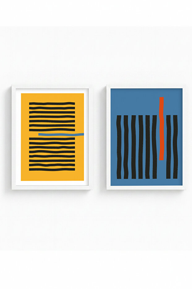 White Wooden Framed 2 Piece Set Painting Huhu128