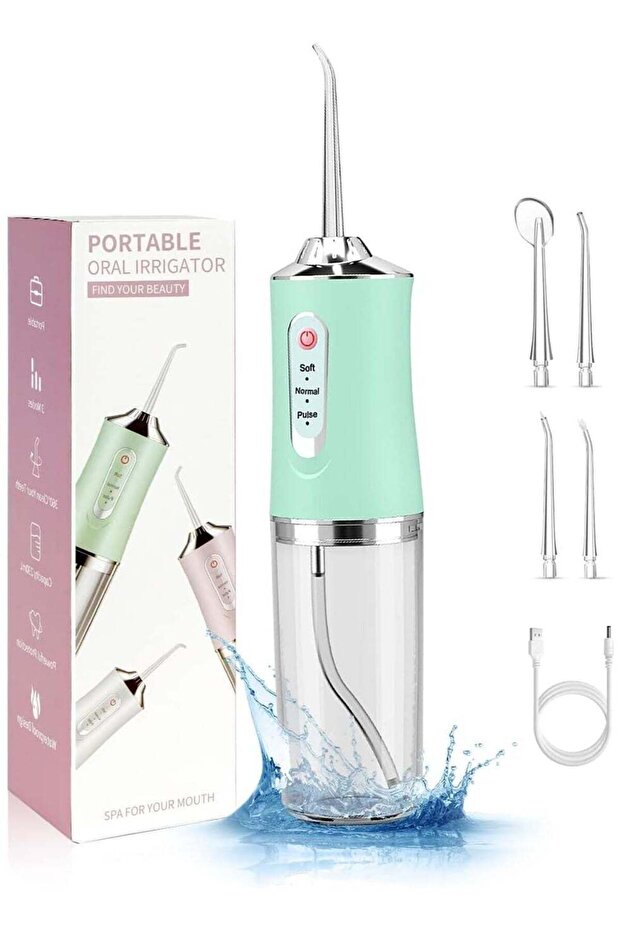 Portable Dental Water Flosser with 4 Nozzles – Waterproof & USB Rechargeable, Perfect for Travel & Home Use