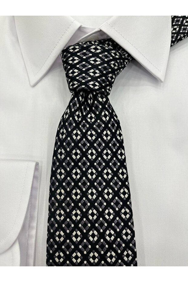 Woven Fabric Patterned Silk Tie - 2