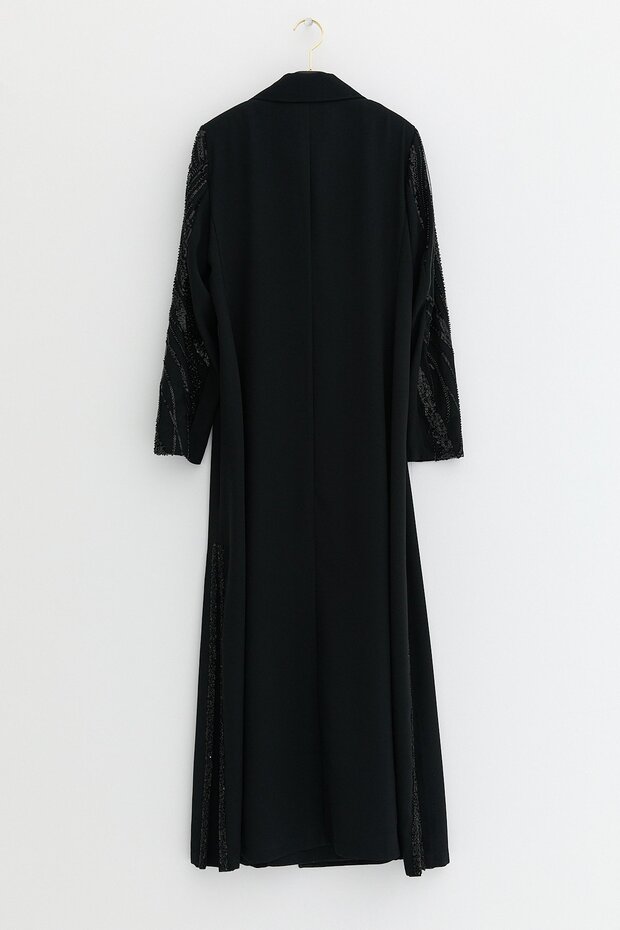 Plus Size Sequined Long Jacket - Black - 4