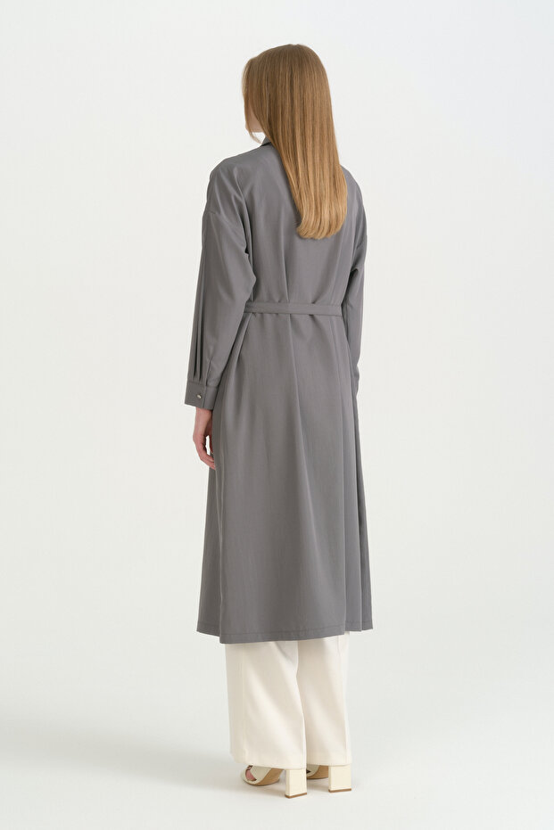 Half Belted Tunic - Gray - 4