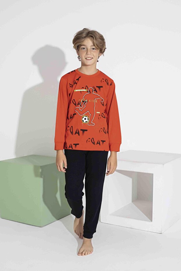 Boy's Long Sleeve Interlock Cotton Pajama Set 7407-
