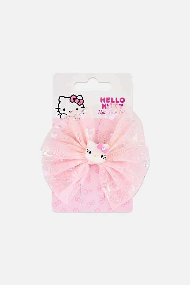 Fancy Hair Bow Clip With Charm, Soft Pink