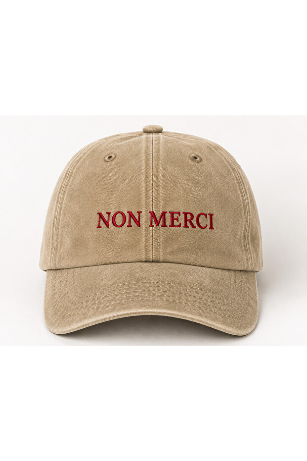قبعة بيسبول كلاسيكية مطرزة بتصميم "NON MERCI" قابلة للغسل