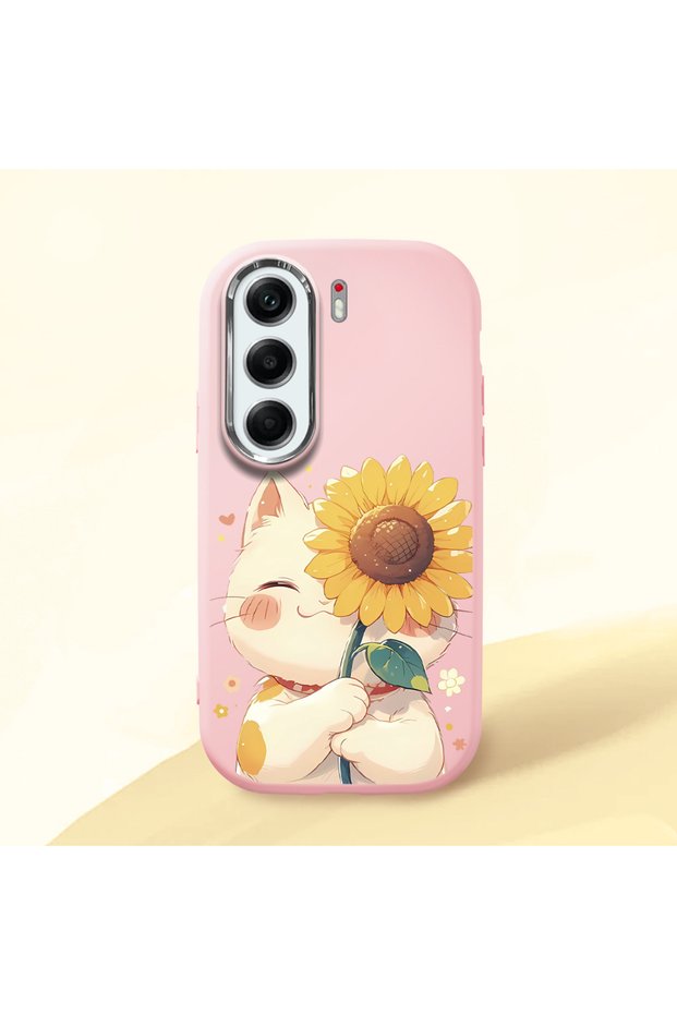 Tecno Camon 40 Compatible Case Camera Protector Pink Silicone Couple Phone Case Cat Pattern