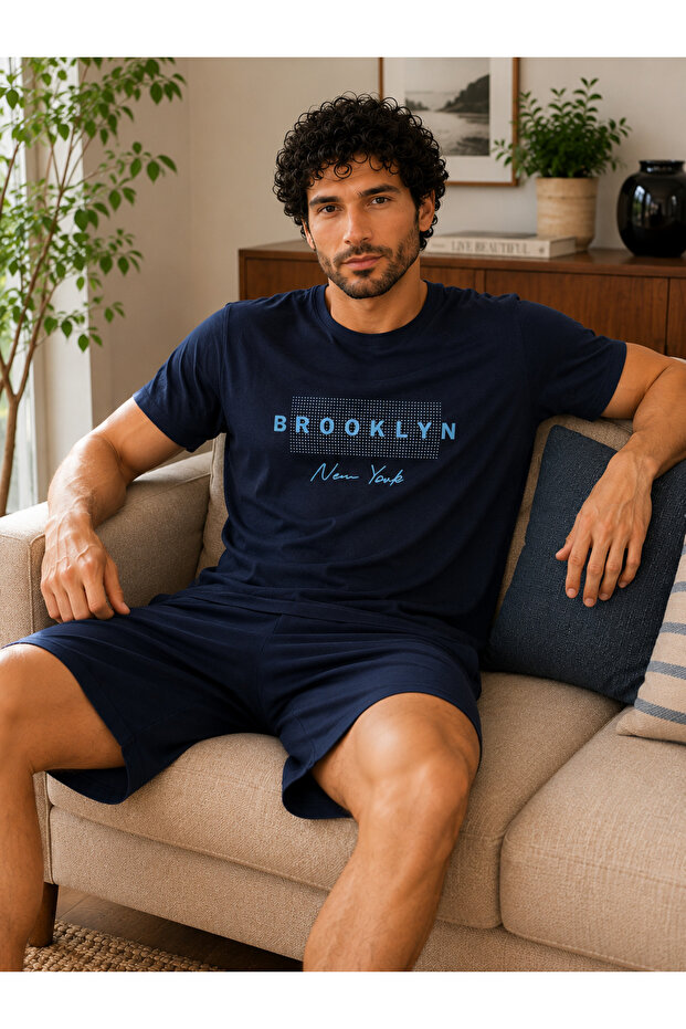 Men's Short Sleeve Shorts 100% Cotton Pajama Set