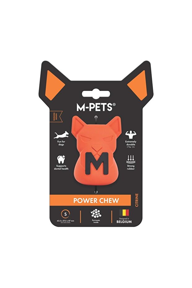 Power Chew Rubber Dog Treat Toy Citrine (S)
