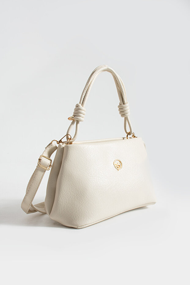 Women's Cream Soft Textured Hand and Shoulder Bag