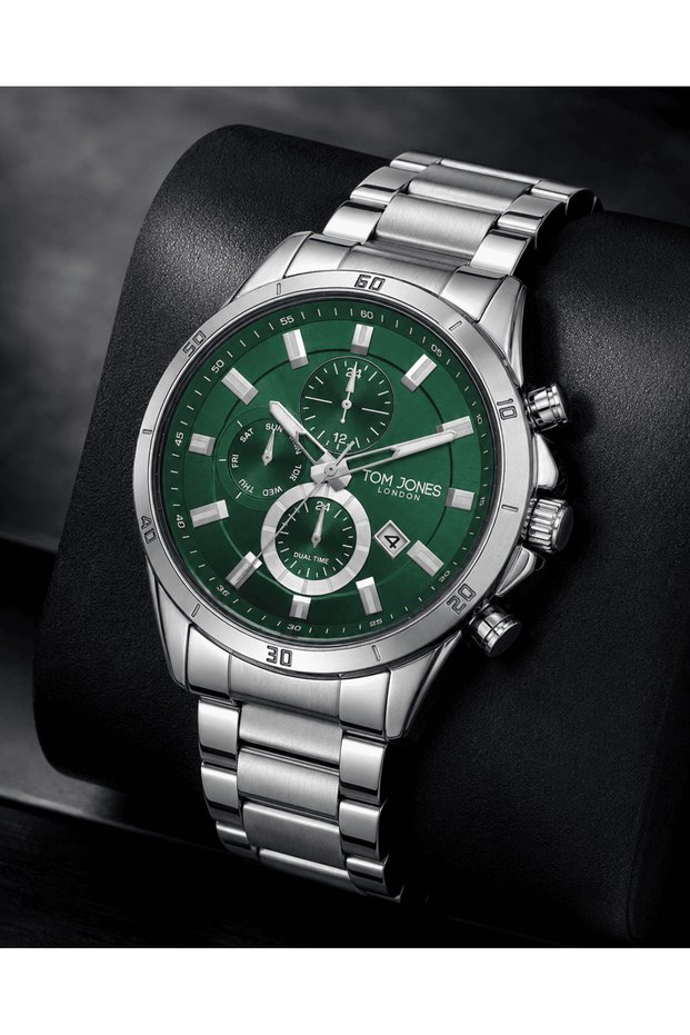 Men's Steel Cord Wristwatch Green Dial Sports Stylish Decorative Dial Design