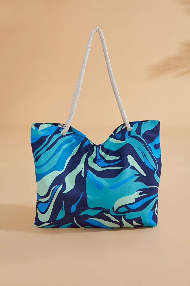 Marina Turquoise Patterned Beach Bag C2334