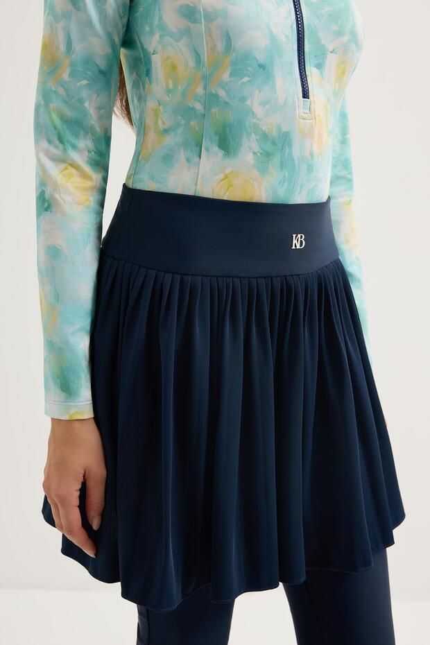 Hijab Pleated Swimsuit Skirt Navy Blue