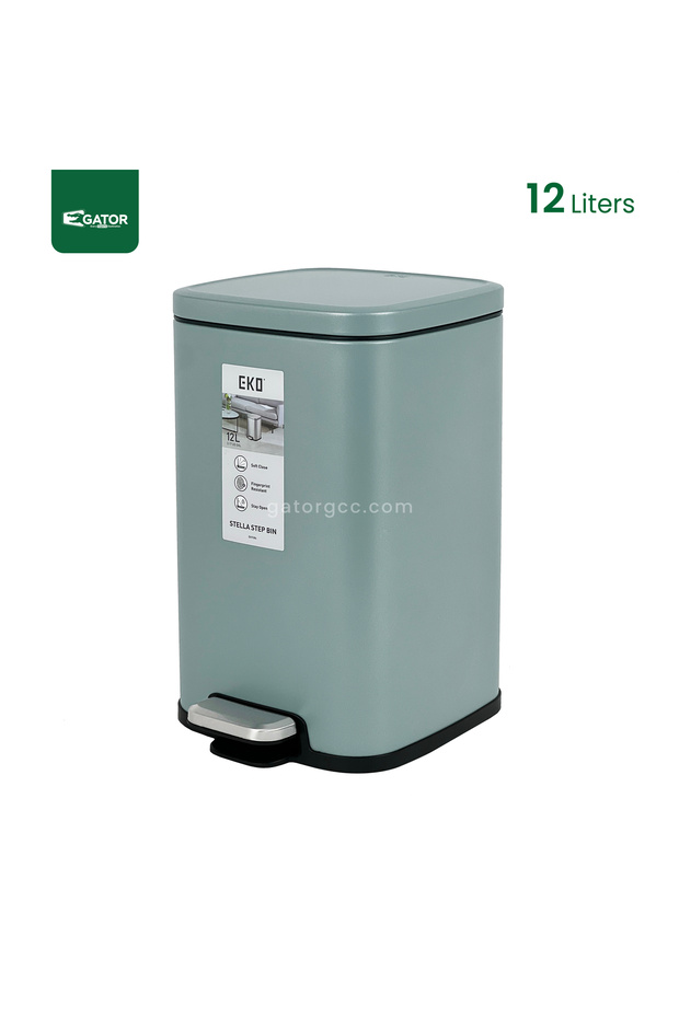 Stainless Steel Color coated Slow Cloasing Bin 12L Blue