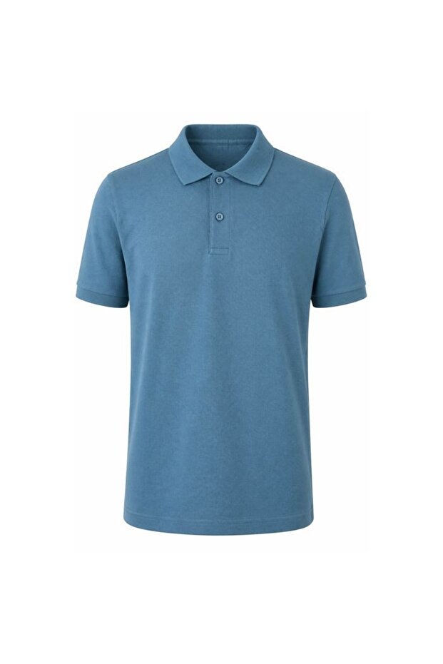 Plain pike polo collar men's t-shirt 2127 blue