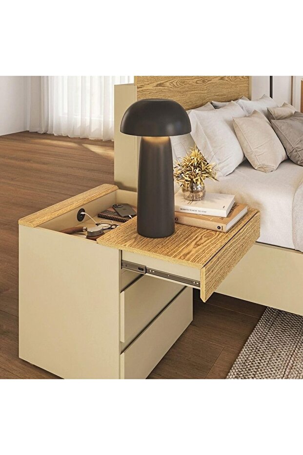 Bellano Night Stand With Hidden Storage | Multifunctional Bedside Table | Space Saving Nightstand