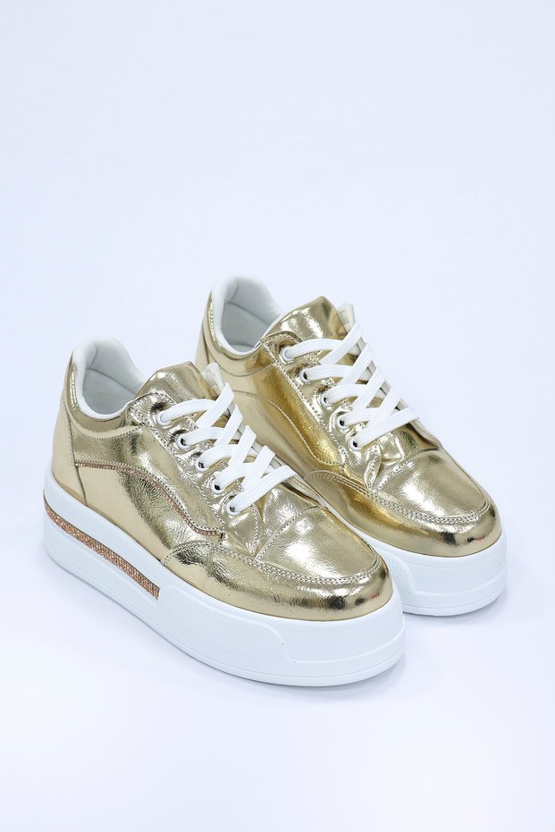 Frm 040 Stone Stripe Detailed Lace-Up Sports Shoes