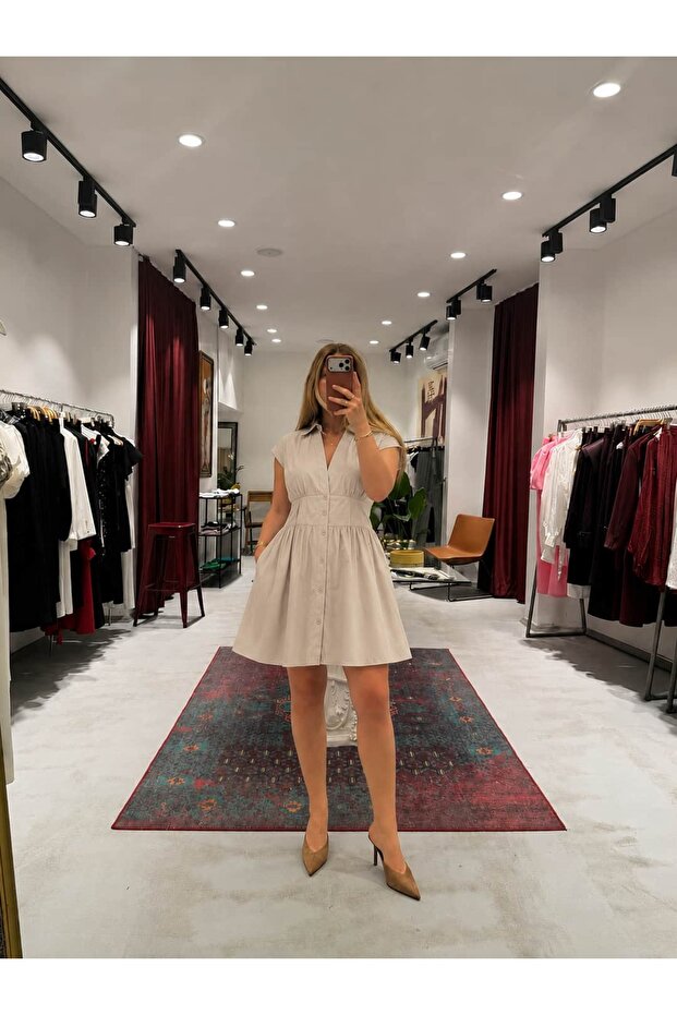 Rochie mini cu nasturi - 2