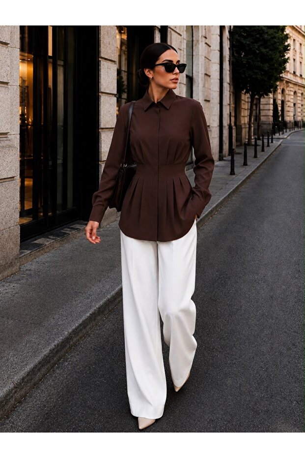Pleated waist fitted shirt