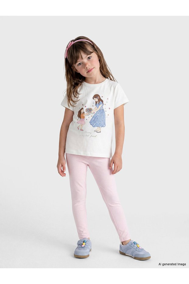 Vizyon New Season Printed Girls' T-Shirt 2-Pack
