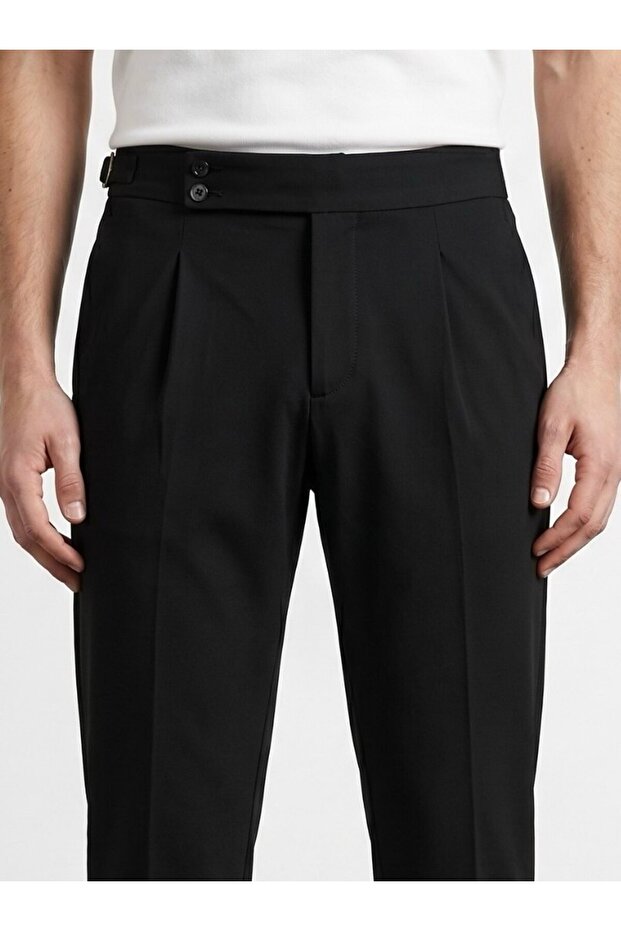 Old Money Fabric Trousers with Adjustable Waist Detail