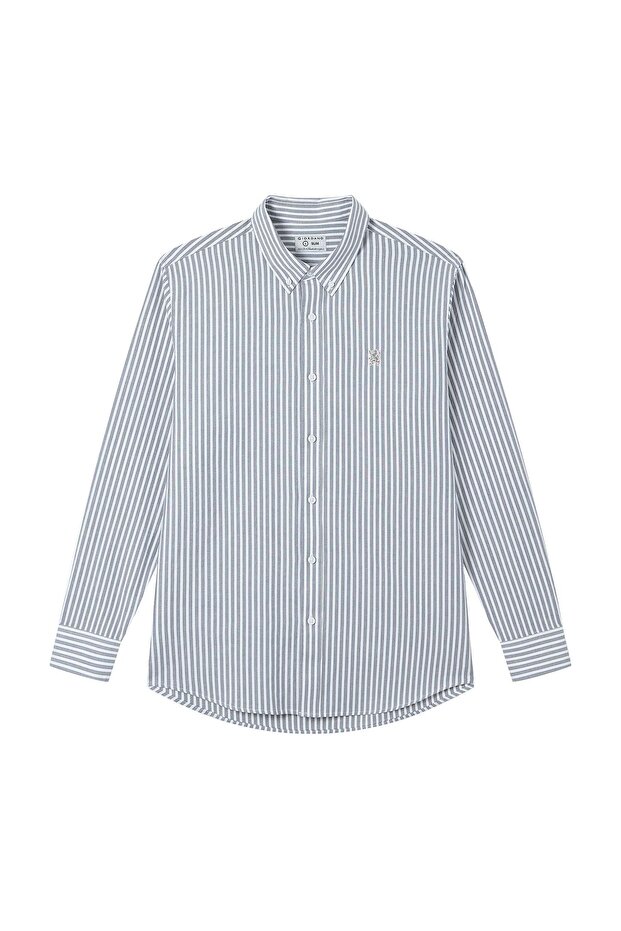 Men’s Cotton Slim Oxford Shirt with Embroidery