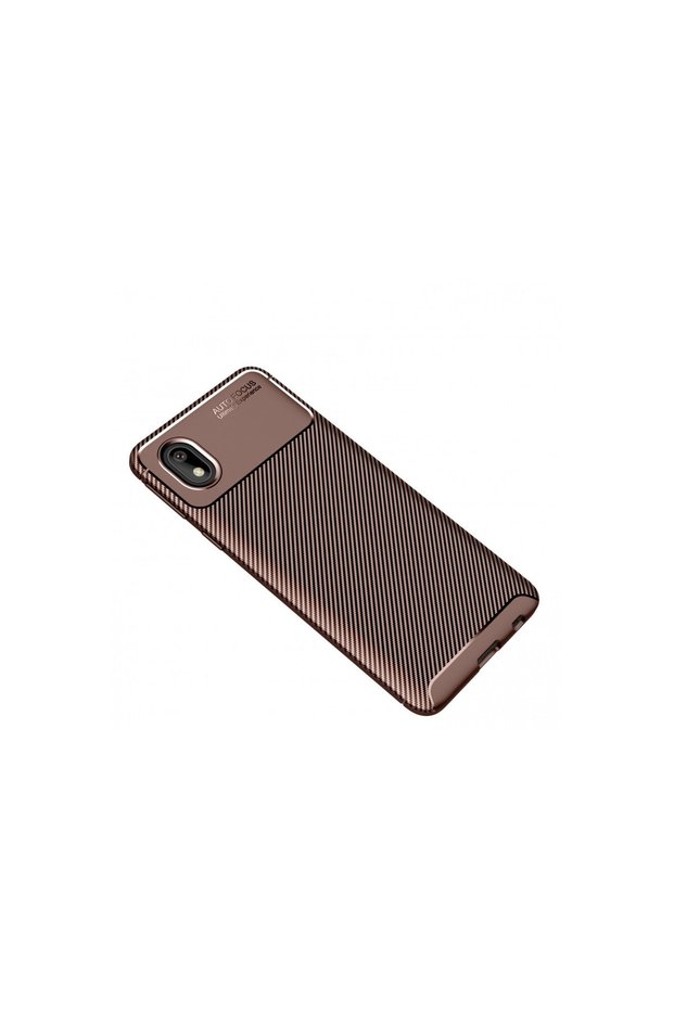 Samsung Galaxy A01 Core Compatible Case Auto Focus Carbon Cover - Brown