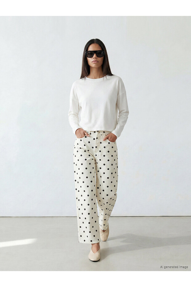 Nevavm Wideleg Polka Dot Women's Jean Pants with a Difference