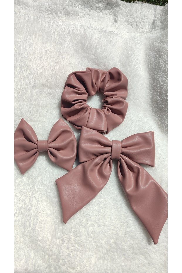 Pink Faux Leather 3-Piece Buckle Set