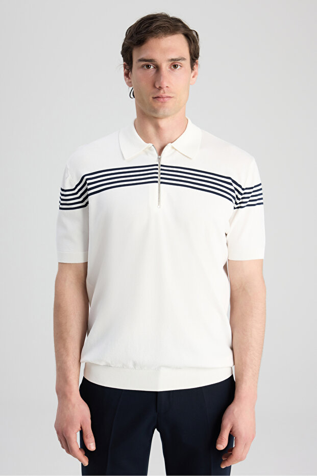Ds Damat Regular Fit Ecru Plain Sweater
